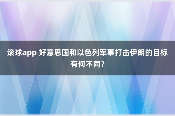滚球app 好意思国和以色列军事打击伊朗的目标有何不同？