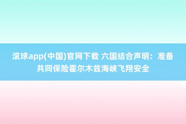 滚球app(中国)官网下载 六国结合声明：准备共同保险霍尔木兹海峡飞翔安全