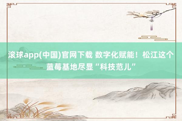 滚球app(中国)官网下载 数字化赋能！松江这个蓝莓基地尽显“科技范儿”