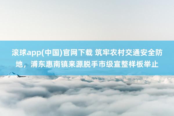 滚球app(中国)官网下载 筑牢农村交通安全防地，浦东惠南镇来源脱手市级宣整样板举止