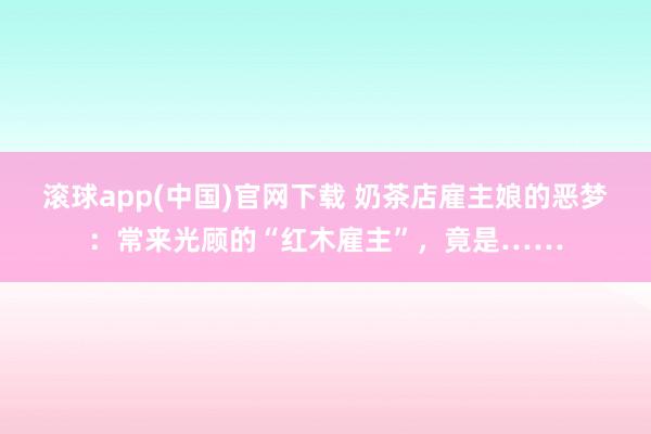 滚球app(中国)官网下载 奶茶店雇主娘的恶梦：常来光顾的“红木雇主”，竟是……