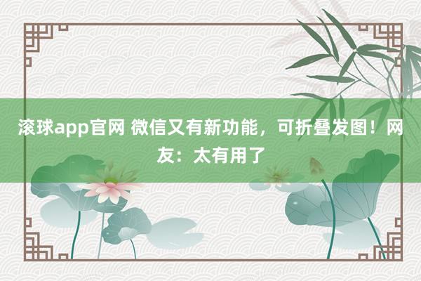 滚球app官网 微信又有新功能，可折叠发图！网友：太有用了