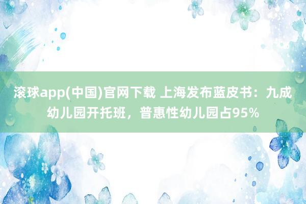 滚球app(中国)官网下载 上海发布蓝皮书：九成幼儿园开托班，普惠性幼儿园占95%