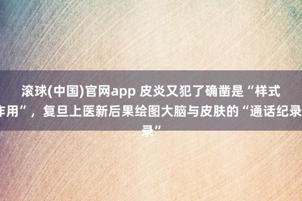 滚球(中国)官网app 皮炎又犯了确凿是“样式作用”，复旦上医新后果绘图大脑与皮肤的“通话纪录”