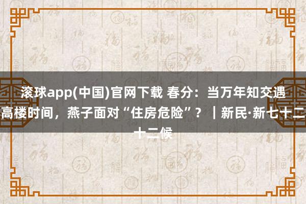 滚球app(中国)官网下载 春分：当万年知交遇上高楼时间，燕子面对“住房危险”？｜新民·新七十二候