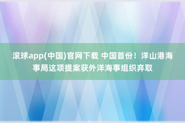 滚球app(中国)官网下载 中国首份！洋山港海事局这项提案获外洋海事组织弃取