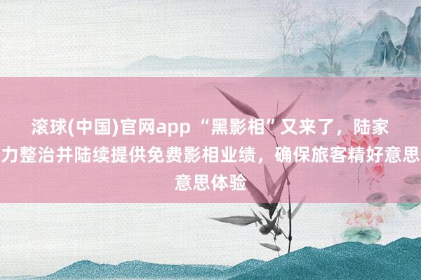 滚球(中国)官网app “黑影相”又来了，陆家嘴鼎力整治并陆续提供免费影相业绩，确保旅客精好意思体验