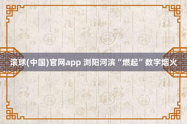 滚球(中国)官网app 浏阳河滨“燃起”数字烟火