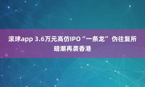 滚球app 3.6万元高仿IPO“一条龙” 伪往复所暗潮再袭香港