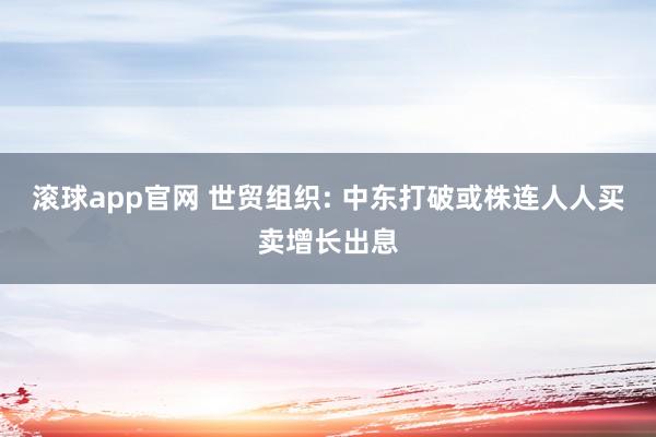 滚球app官网 世贸组织: 中东打破或株连人人买卖增长出息