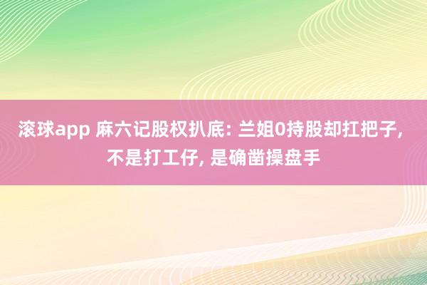 滚球app 麻六记股权扒底: 兰姐0持股却扛把子, 不是打工仔, 是确凿操盘手