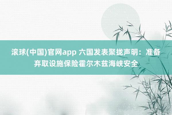 滚球(中国)官网app 六国发表聚拢声明：准备弃取设施保险霍尔木兹海峡安全