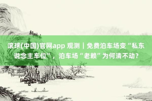 滚球(中国)官网app 观测｜免费泊车场变“私东说念主车位”，泊车场“老赖”为何清不动？