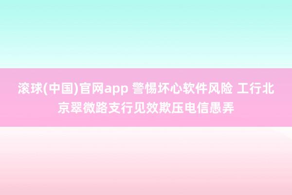 滚球(中国)官网app 警惕坏心软件风险 工行北京翠微路支行见效欺压电信愚弄