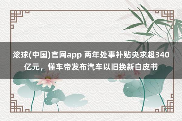 滚球(中国)官网app 两年处事补贴央求超340亿元，懂车帝发布汽车以旧换新白皮书