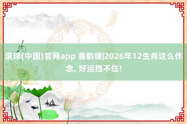 滚球(中国)官网app 善韵缘|2026年12生肖这么作念, 好运挡不住!