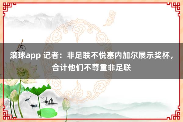 滚球app 记者：非足联不悦塞内加尔展示奖杯，合计他们不尊重非足联