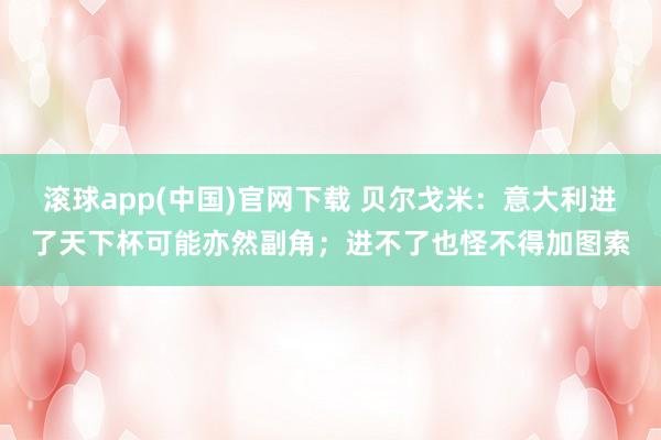 滚球app(中国)官网下载 贝尔戈米：意大利进了天下杯可能亦然副角；进不了也怪不得加图索
