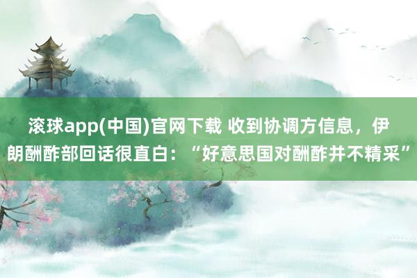 滚球app(中国)官网下载 收到协调方信息，伊朗酬酢部回话很直白：“好意思国对酬酢并不精采”