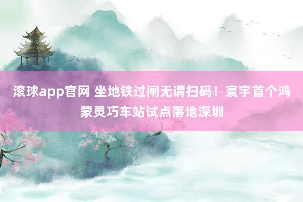 滚球app官网 坐地铁过闸无谓扫码！寰宇首个鸿蒙灵巧车站试点落地深圳