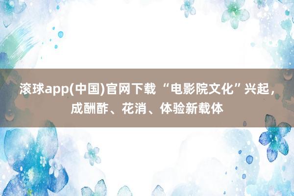 滚球app(中国)官网下载 “电影院文化”兴起，成酬酢、花消、体验新载体