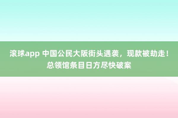 滚球app 中国公民大阪街头遇袭，现款被劫走！总领馆条目日方尽快破案
