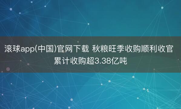 滚球app(中国)官网下载 秋粮旺季收购顺利收官 累计收购超3.38亿吨