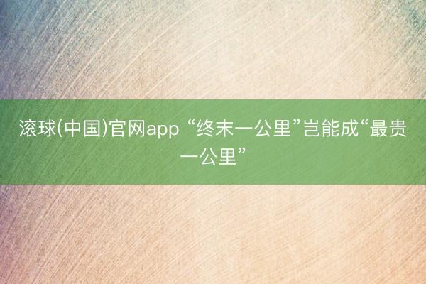 滚球(中国)官网app “终末一公里”岂能成“最贵一公里”