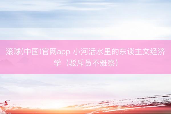 滚球(中国)官网app 小河活水里的东谈主文经济学（驳斥员不雅察）