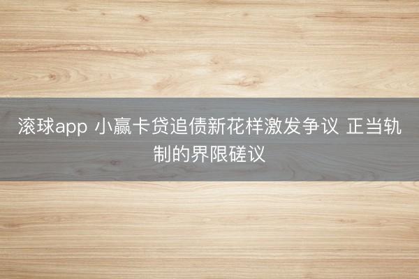 滚球app 小赢卡贷追债新花样激发争议 正当轨制的界限磋议
