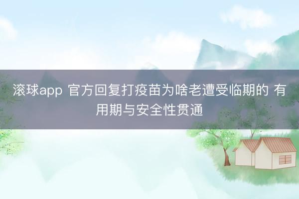 滚球app 官方回复打疫苗为啥老遭受临期的 有用期与安全性贯通