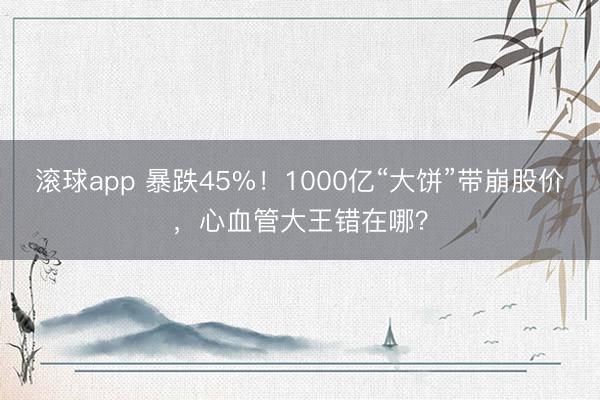 滚球app 暴跌45%！1000亿“大饼”带崩股价，心血管大王错在哪？