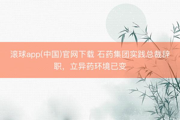 滚球app(中国)官网下载 石药集团实践总裁辞职，立异药环境已变