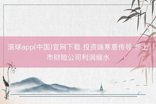 滚球app(中国)官网下载 投资端寒意传导 非上市财险公司利润缩水