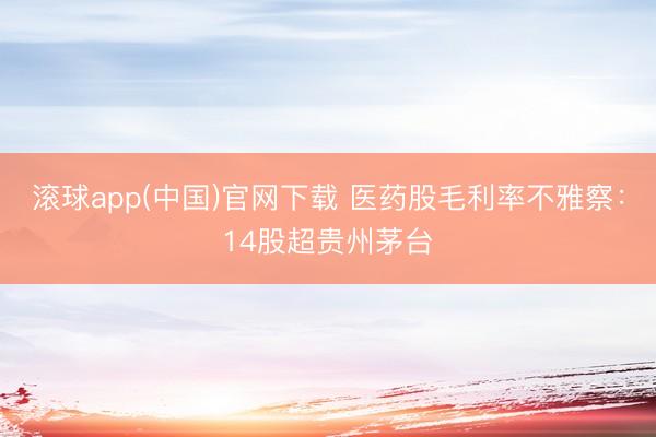 滚球app(中国)官网下载 医药股毛利率不雅察：14股超贵州茅台