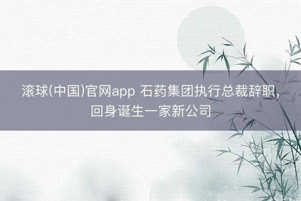 滚球(中国)官网app 石药集团执行总裁辞职，回身诞生一家新公司