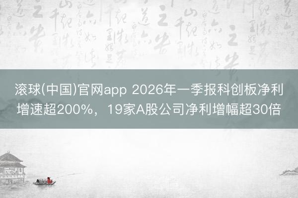 滚球(中国)官网app 2026年一季报科创板净利增速超200%，19家A股公司净利增幅超30倍