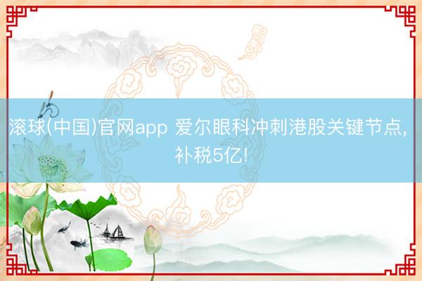 滚球(中国)官网app 爱尔眼科冲刺港股关键节点， 补税5亿!