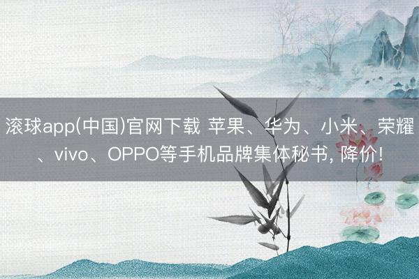 滚球app(中国)官网下载 苹果、华为、小米、荣耀、vivo、OPPO等手机品牌集体秘书， 降价!
