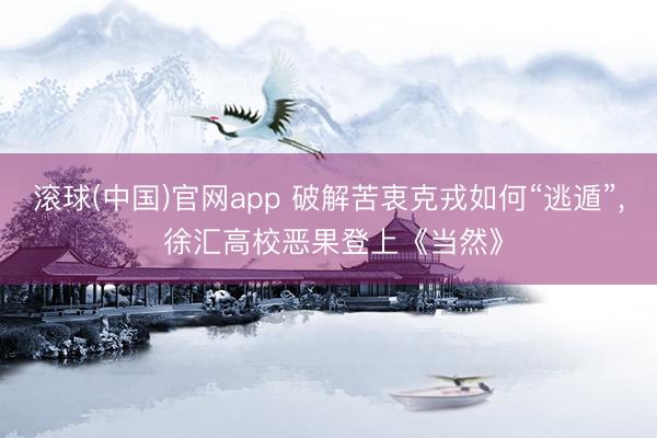 滚球(中国)官网app 破解苦衷克戎如何“逃遁”, 徐汇高校恶果登上《当然》
