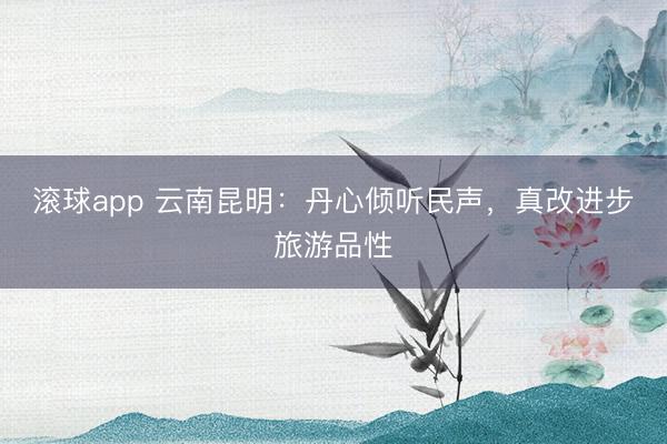滚球app 云南昆明：丹心倾听民声，真改进步旅游品性