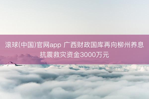 滚球(中国)官网app 广西财政国库再向柳州养息抗震救灾资金3000万元