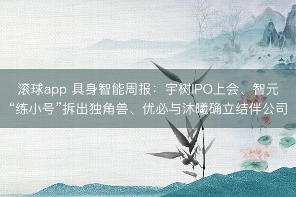 滚球app 具身智能周报：宇树IPO上会、智元“练小号”拆出独角兽、优必与沐曦确立结伴公司