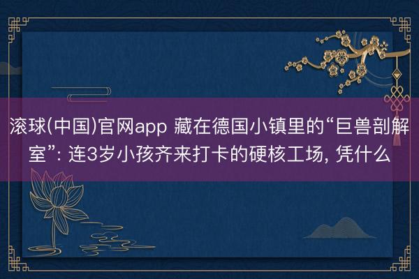 滚球(中国)官网app 藏在德国小镇里的“巨兽剖解室”: 连3岁小孩齐来打卡的硬核工场， 凭什么