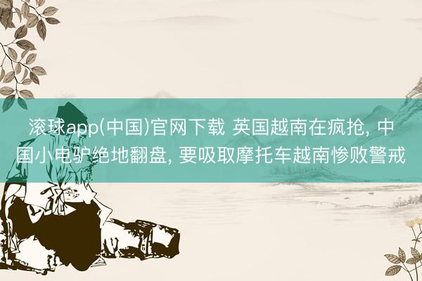 滚球app(中国)官网下载 英国越南在疯抢， 中国小电驴绝地翻盘， 要吸取摩托车越南惨败警戒
