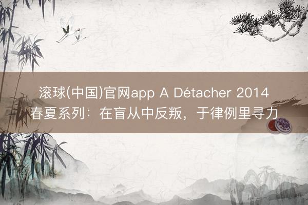 滚球(中国)官网app A Détacher 2014春夏系列：在盲从中反叛，于律例里寻力