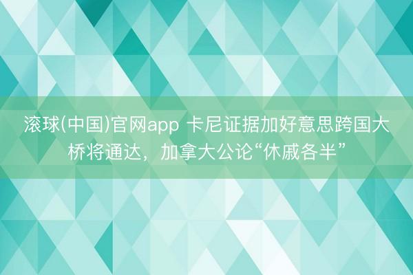 滚球(中国)官网app 卡尼证据加好意思跨国大桥将通达，加拿大公论“休戚各半”