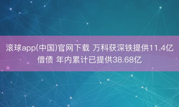 滚球app(中国)官网下载 万科获深铁提供11.4亿借债 年内累计已提供38.68亿