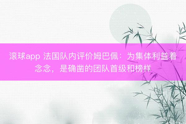 滚球app 法国队内评价姆巴佩：为集体利益着念念，是确凿的团队首级和榜样