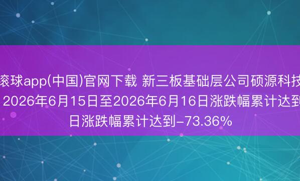 滚球app(中国)官网下载 新三板基础层公司硕源科技登龙虎榜: 2026年6月15日至2026年6月16日涨跌幅累计达到-73.36%